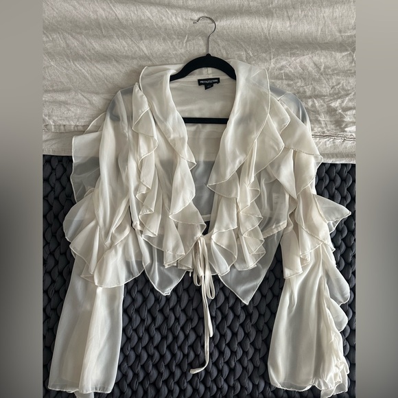 Ruffled Cream Crop Top - Picture 5 of 7